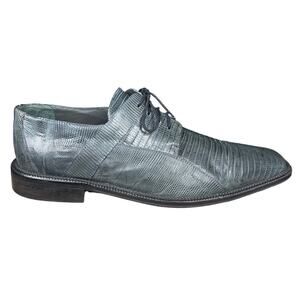 Vintage David Eden Green Grey Lizard Lace Up Derby Shoes Size US 10.5